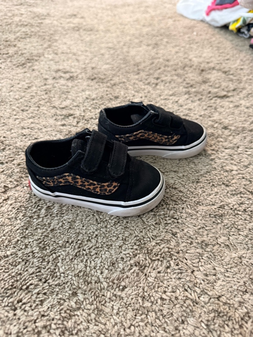 Vans Kids Black Sneakers with Leopard Side Stripe
